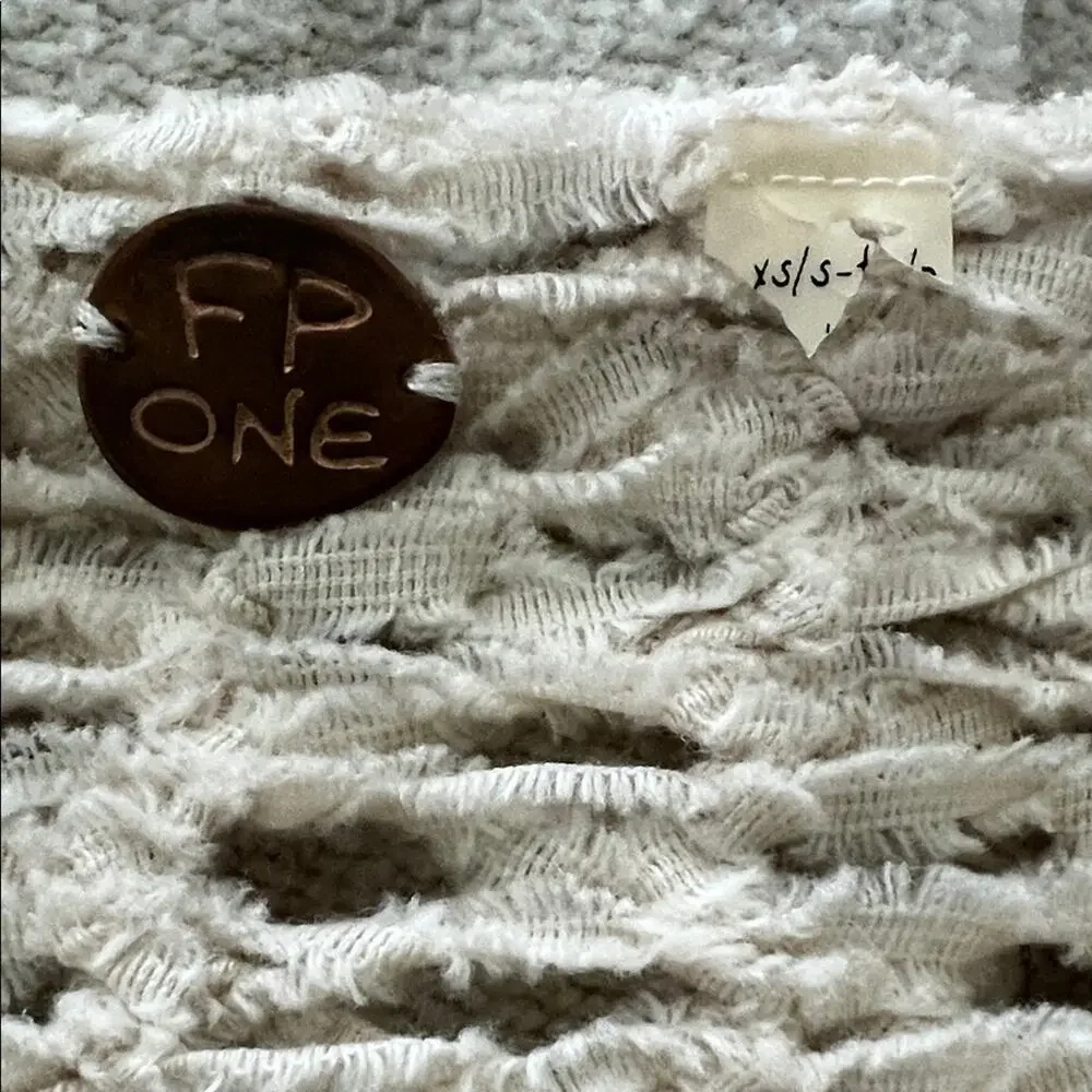 FP One Free People Women's Napa Crochet Open Knit Top in Tan Cream Size XS/S